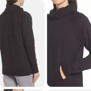 Zella Erica cowl twist pullover sweatshirt pocket small black athletic workout